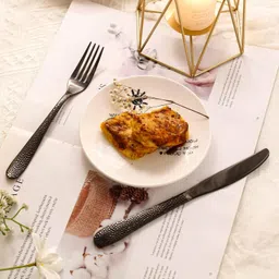 kitchantique Hammered Matte Black Silverware Set | 5-Piece Premium Elegant Flatware Set Stainless Steel Cutlery Set image 4