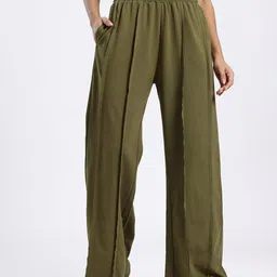 glitchez Women Solid Green Track Pants image 2