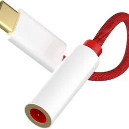 sounce Red, White Type C to 3.5 mm Jack Audio Connector, Noise Cancelling Headphone Jack Converter Phone Converter-image-12