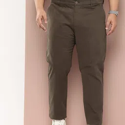 thomas scott Men Regular Fit Dark Green Pure Cotton Trousers image 5