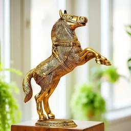 laxa Golden Big Standing Horse Metal Showpiece for Home Décor & Gift Decorative Showpiece - 25 cm-picture-19