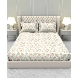 Floral 320 TC Microfiber 1 Bedsheet, 2 Pillow Covers Marc Collection by The White Moss image 3