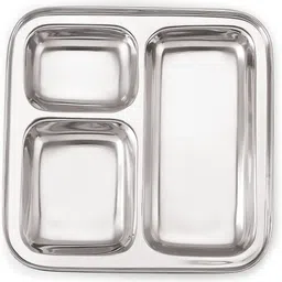 neelam Stainless Steel Pav Bhaji/Compartment Plates, Set of 4 Pcs Sectioned Plate image 5