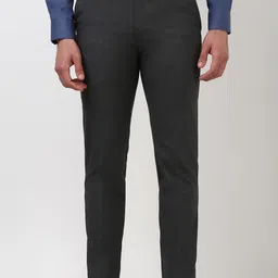 peter england Men Slim Fit Grey Polyester Trousers-picture-23