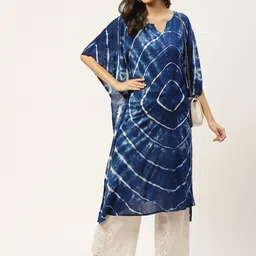 maaesa Geometric Print Crepe Women Kaftan image 4
