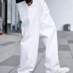 ben martin Men Loose Fit High Rise White Jeans image 2