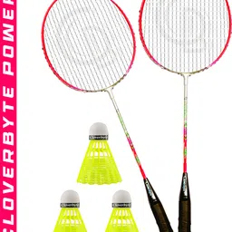 cloverbyte POWER Pink Steel LightWeight Badminton Racquet 1 Pair with 3 pc Shuttlecocks Badminton Kit-picture-12