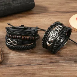 kazare Leather Rhodium Bracelet-picture-44