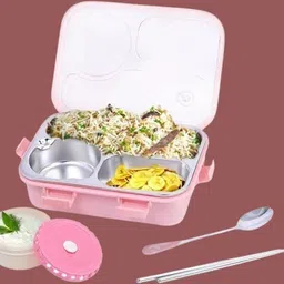 kello Stainless Steel Airtight Leak Proof Tiffin Box with Mini Container Inside K30 3 Containers Lunch Box image 1
