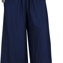 daksh enterprise Women Loose Fit Dark Blue Cotton Blend Trousers-picture-17