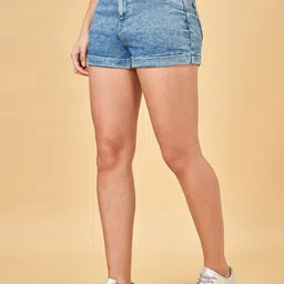 YU by Pantaloons Women Washed Denim Shorts-image-0