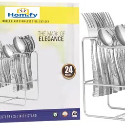 homify Stainless Steel Spoon stand / rack Steel Cutlery Set Stainless Steel Cutlery Set (STYLISH ZEBRA handle design) | ( 6 pcs of desert spoon 6 pcs of master table spoon 6 pcs of desert table fork & 6 pcs tea spoon) | Stainless Steel Cutlery Set Stainless Steel Cutlery Set image 4
