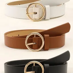 khodal zone Women Casual Black, Brown, White Genuine Leather Belt-picture-16