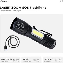 24 energy ZOOMABLE LED METAL SOS Function, 25W Laser COB Torch image 2