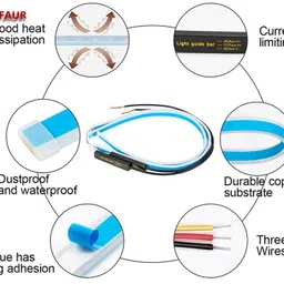 selifaur A2T85 - 2 Pcs 24 Inch Ultrafine Waterproof Car DRL LED Daytime Running Lights White Turn Signal Yellow Guide Strip Headlight Assembly Ertiga Type-1 Car Fancy Lights image 3