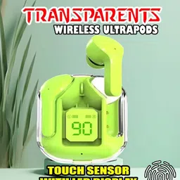 crecro Ultrapod Bluetooth Earbuds Headset Crystal Transparent Design,LED Display BU14 Smart Headphones-picture-29