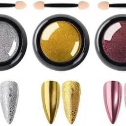 ezelflow beauty 3 Colors Chrome Nail Powder Set, Glitter Metallic Mirror Effect for Nails Art-picture-28