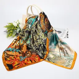 nk textiles Printed Satin Blend Women Multicolor Fancy Scarf image 2