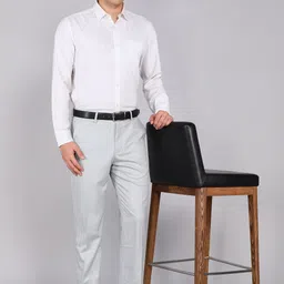 louis philippe Men Slim Fit Grey Polyester Trousers image 2