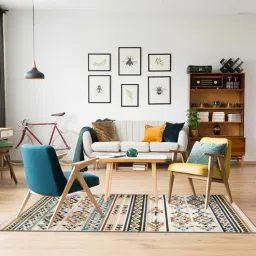 Beige & Brown Traditional Polyester 5 x 7 Feet Machine Made Carpet-image-52