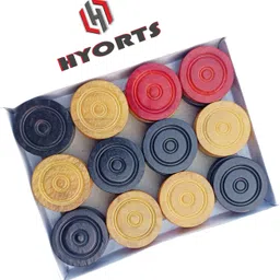 hyorts Wooden carrom coins set with striker Carrom Pawns image 2