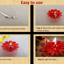 znetly 3D Shadow Reflection Plastic/Decorative /Diwali Diya/Oil Lamps for Pooja Plastic Plastic (Pack of 12) Table Diya Set image 5