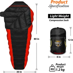 rhinokraft Bigoty Red Camping, Travelling, Light Weight and Pillow Sleeping Bag image 2