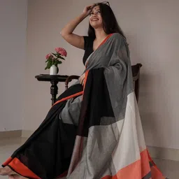 bengal s Solid/Plain Handloom Pure Cotton Saree-picture-26