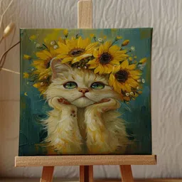 genie art Blossom Kitty Mini Canvas Frame image 1