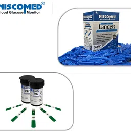 NISCOMED Surescreen Test Glucose 50 Round Blood Lancet with 50 Glucometer Strips-picture-14