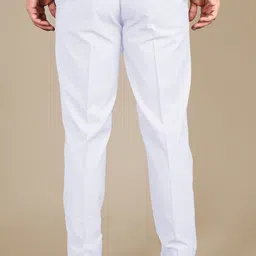 mancrew Men Regular Fit White Cotton Blend Trousers image 2