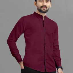 ethnic trendz Men Regular Fit Solid Mandarin Collar Casual Shirt-picture-14