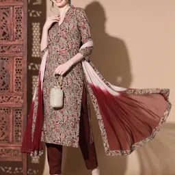 vbuyz Women Pure Cotton Kurta Pant Dupatta Set image 3