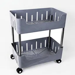 apexmax Multi-Purpose Plastic Storage Organizer 2-Tier Rack with Wheel Bathroom & Office Plastic Kitchen Trolley image 2