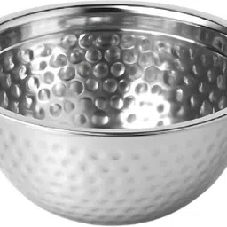 bhajanshree Stainless Steel Mixing Bowl Diamond Cut Round Bowl Home Temple or Spiritual Use-Silver image 1