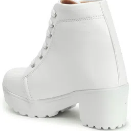 arranque Women's Block Heel Boots Synthetic Leather Lace-Up Booties with Metal Ring Boots For Women image 4