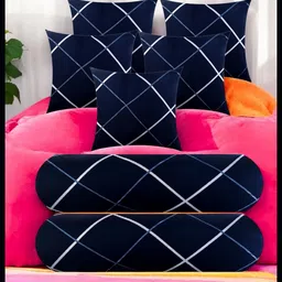 urmila creation 5 Cushion 2 Bolster Microfibre Stripes Bolster Pack of 7-picture-20