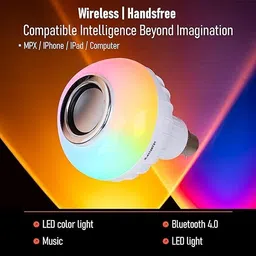 NEELTREDE 12 W Led Wireless Light Bulb With Speaker | Bluetooth Enabled | Rgb Music Light 15 W Bluetooth Party Speaker image 4