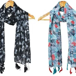 stolevilla Printed Chiffon Women Multicolor Scarf, Stole, Fancy Scarf image 1