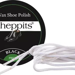 Sheppits Premium Wax Leather Shoe Polish (Black) & Sports Shoes/Sneakers Laces (White) Shoe Care Kit-picture-22