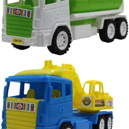 neoinsta shopping Set of 2 Combo Friction based Blue|Yellow JCB and White|Green oil tanker trucks-picture-11