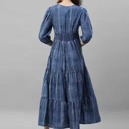 raiyani enterprise Women Fit and Flare Blue Maxi/Full Length Dress image 2