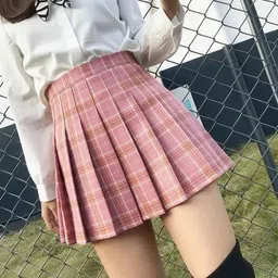 atf Women Self Design, Checkered Pleated Pink Skirt-picture-39