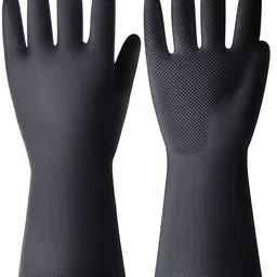 Multipurpose Non-Slip Heavy-Duty Rubber Reusable Gardening Dishwashing Clothing Kitchen Platform Bike Car Chemical Restitance Washable Reusable Scrubbing Cleaning Hand Gloves Free Size Rubber Safety Gloves Wet and Dry Glove Set-image-9