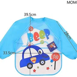 momisy Waterproof Cartoon Full sleeve Painting Apron Feeding Bibs (pack of 2) image 3