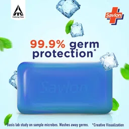 savlon Menthol & Glycerin Cool Bathing Bar Soap, All Skin Types, 99.99% Germ Protection image 3