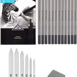 craftacious 6Pc Blend/Smudging Stump + Kneadable Eraser + 12Pc Sketching/Drawing - Set of 12 Pencil-picture-24