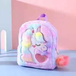 Unicorn Soft Fur Bag for Kids - School & Picnic Bag Mini Backpack for Girls Waterproof School Bag-image-75