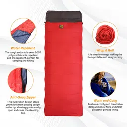 rocksport Camplite Indoor & Outdoor Temp 8°C to 20°C, 1.1Kg (Red & Grey) Sleeping Bag image 5