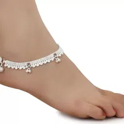 qrown silver plated beautiful anklets for women/girls Silver Anklet image 1